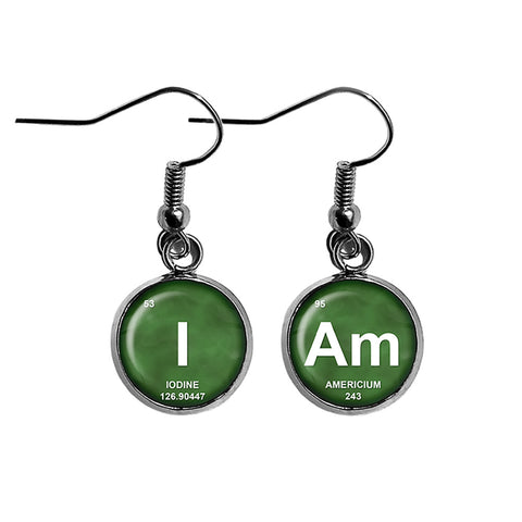 Periodic Table Elements I Am Iodine Americium Geek Surgical Steel Earrings