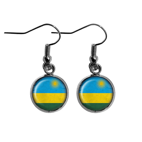 Republic of Rwanda Rwandan Rwandese Flag Surgical Steel Earrings