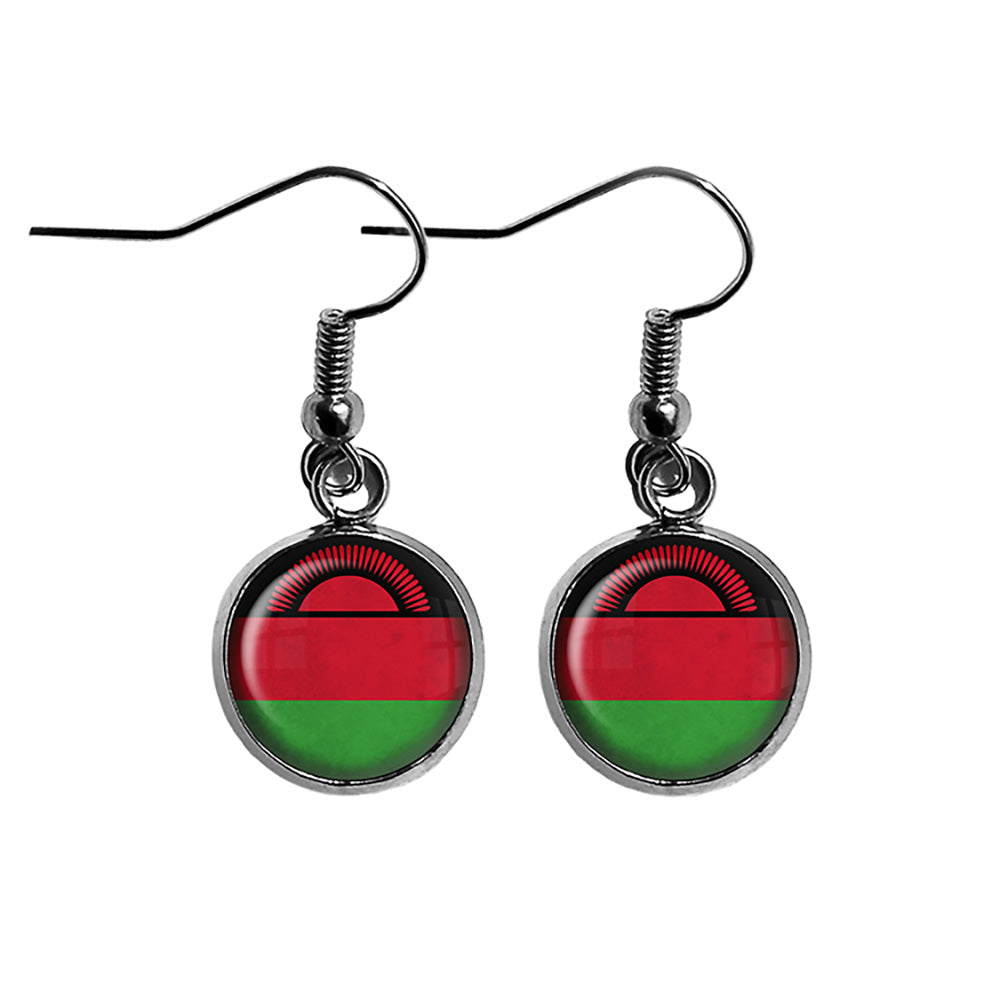 Republic of Malawi Malawian Flag Surgical Steel Earrings