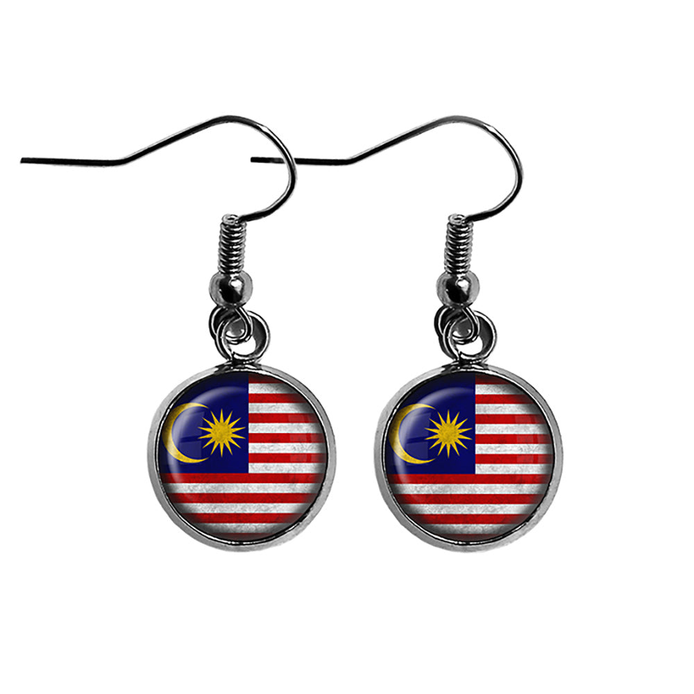 Malaysia Malaysian Flag Surgical Steel Earrings