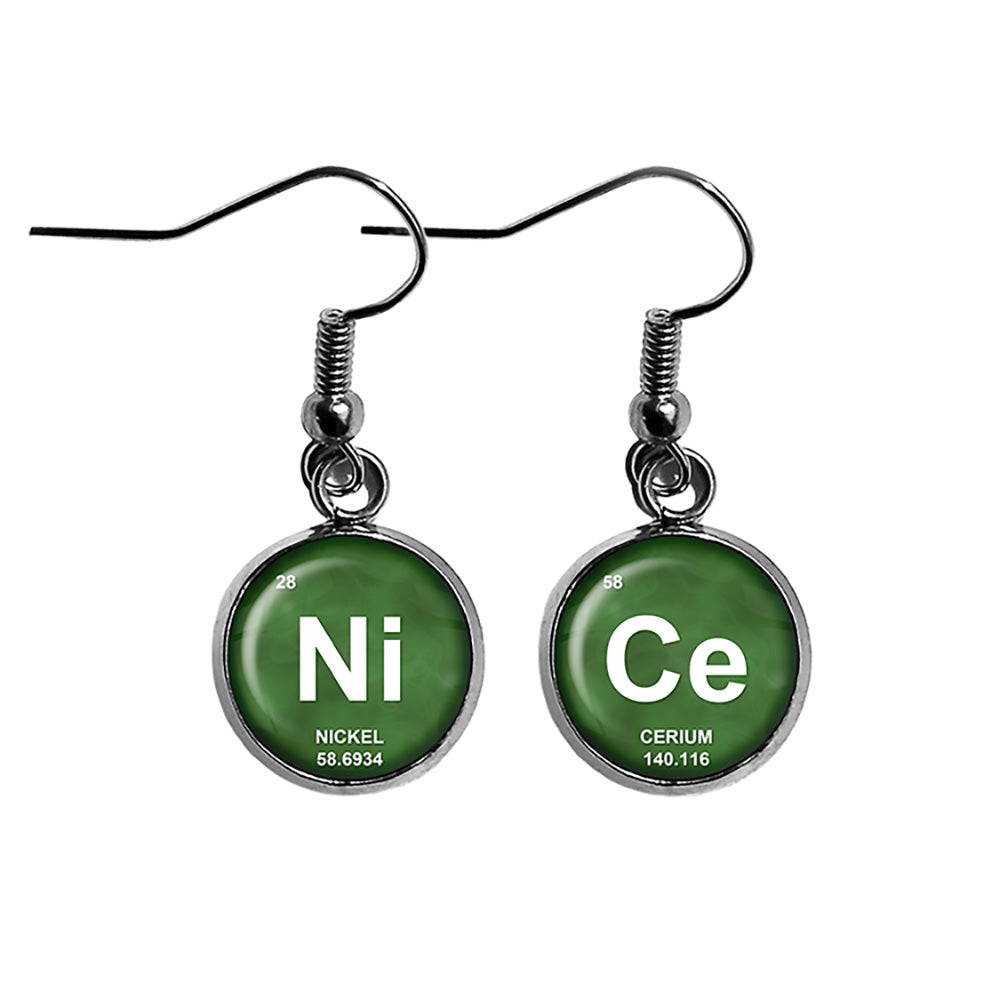 Periodic Table Elements NiCe Nickel Cerium Geek Surgical Steel Earrings