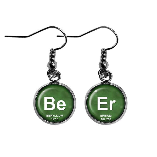 Periodic Table Elements BeEr Beryllium Erbium Geek Surgical Steel Earrings