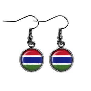 Republic of The Gambia Gambian Flag Surgical Steel Earrings