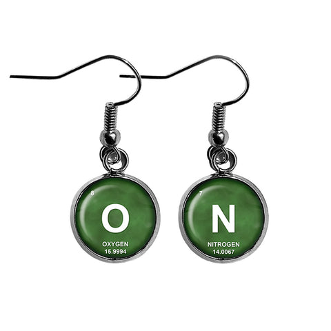 Periodic Table Elements ON Oxygen Nitrogen Geek Surgical Steel Earrings