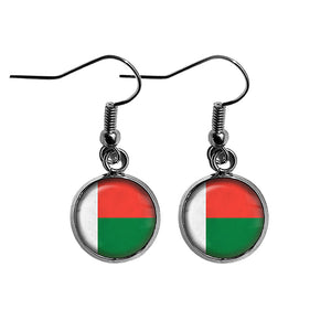 Republic of Madagascar Malagasy Flag Surgical Steel Earrings