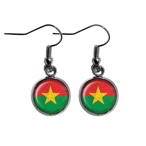 Republic of Burkina Faso Burkinese Flag Surgical Steel Earrings