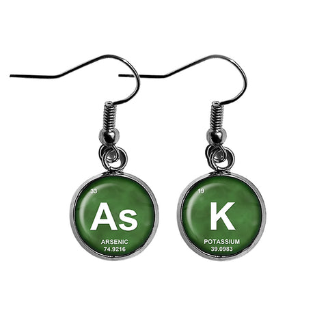 Periodic Table Elements AsK Arsenic Potassium Geek Surgical Steel Earrings