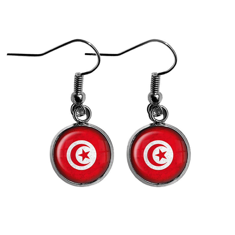 Republic of Tunisia Tunisian Flag Surgical Steel Earrings