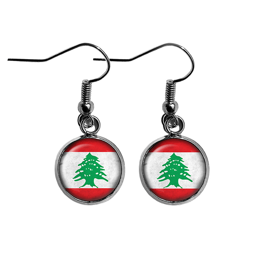 Lebanon Lebanese Republic Flag Surgical Steel Earrings