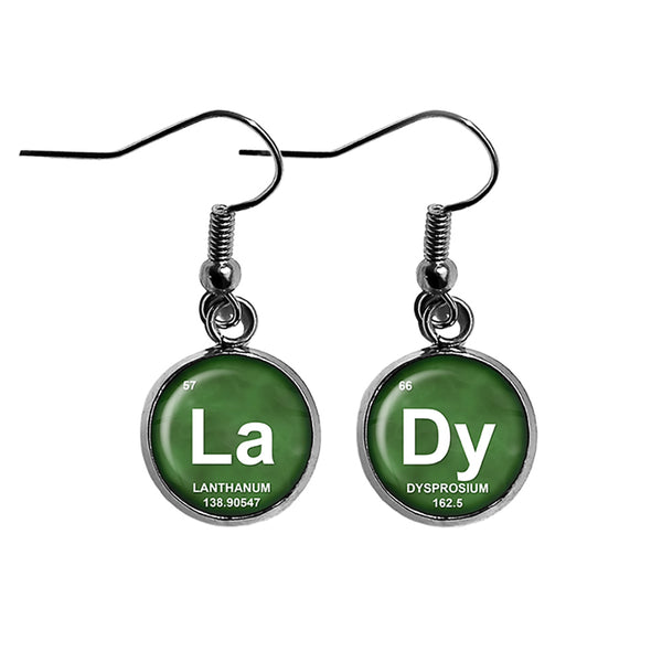 Periodic Table Elements LaDy Lanthanum Dysprrosium Geek Surgical Steel Earrings