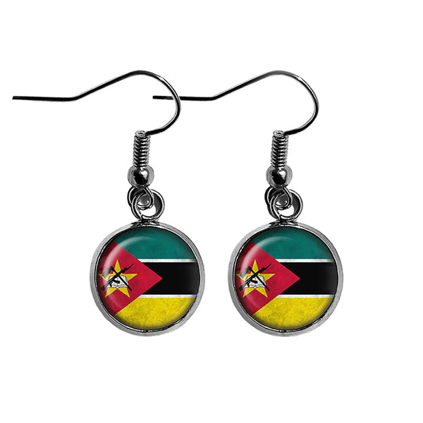 Republic of Mozambique Mozambican Flag Surgical Steel Earrings