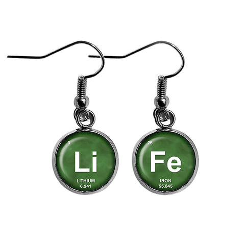 Periodic Table Elements LiFe Lithium Iron Geek Surgical Steel Earrings