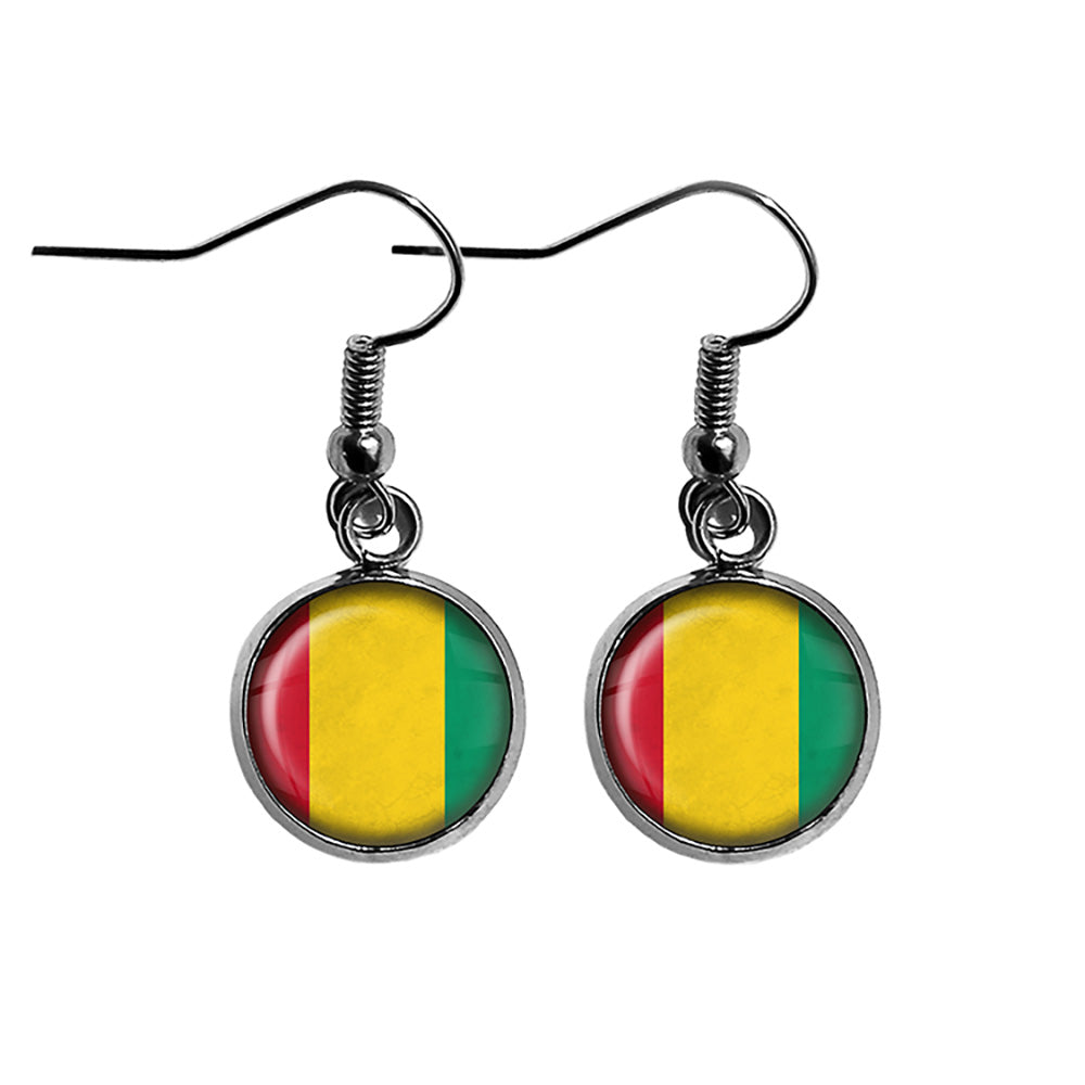 Republic of Guinea Guinean Flag Surgical Steel Earrings