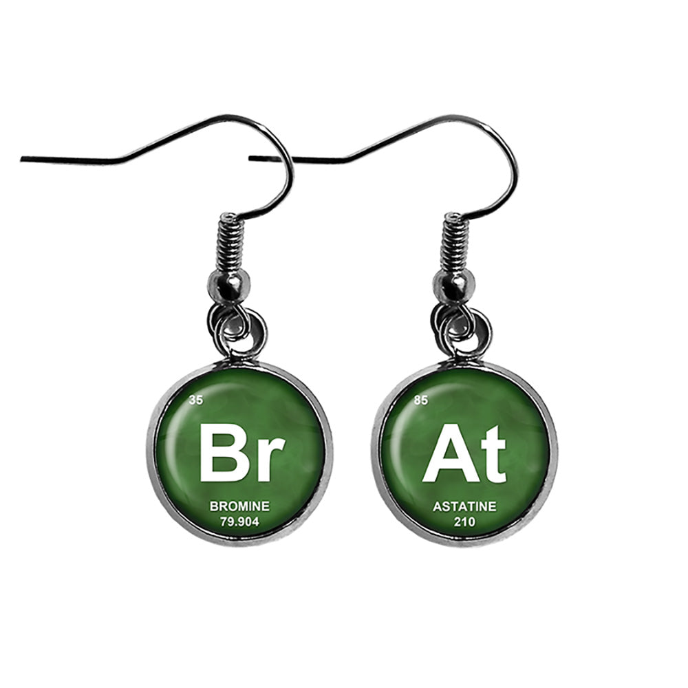 Periodic Table Elements BrAt Bromine Astatine Geek Surgical Steel Earrings