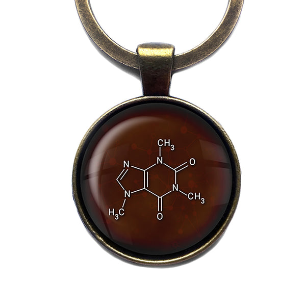 Chemical Formula Caffeine Geek Science Antique Bronze Keychain