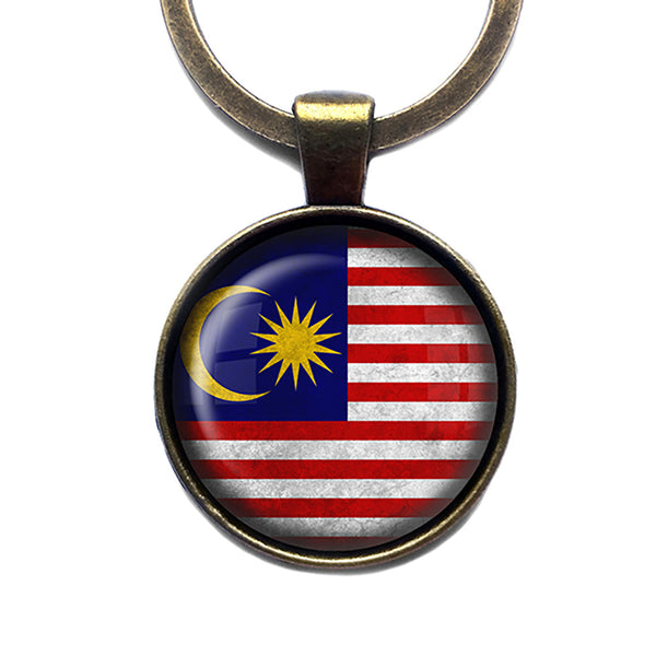 Malaysia Malaysian Flag Antique Bronze Keychain