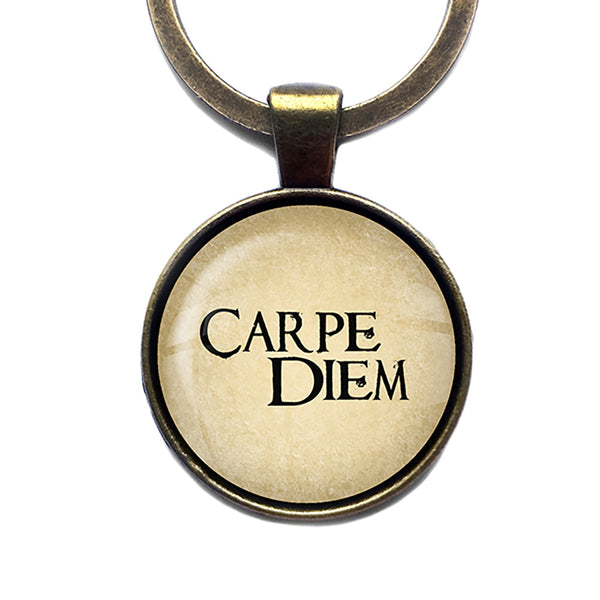 Latin Phrase Quote Saying Carpe Diem Seize the Day Horace Roman Poet Antique Bronze Keychain