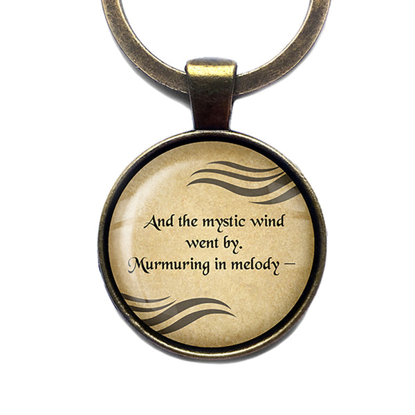 Edgar Allan Poe Mystic Wind went by Murmuring in Melody Antique Bronze Keychain