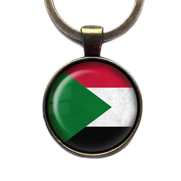 Republic of the Sudan Sudanese Flag Antique Bronze Keychain