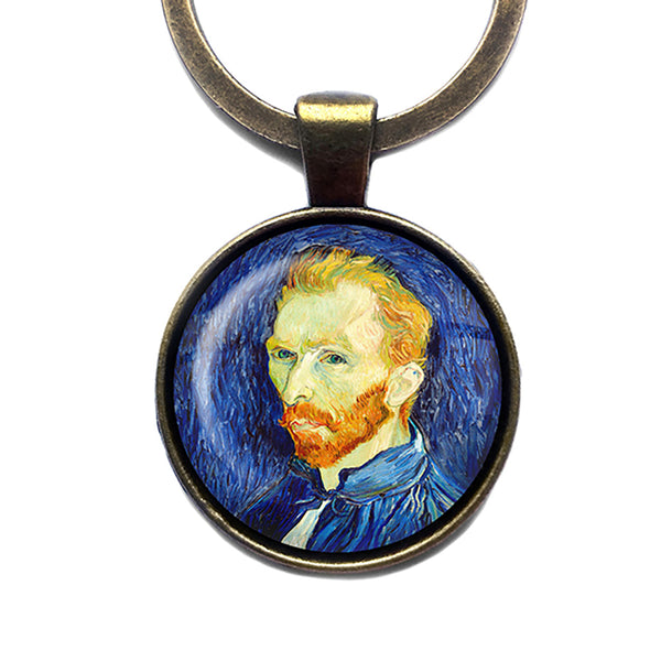 Vincent Van Gogh Self Portrait 1889 Classic Artwork Bronze Keychain