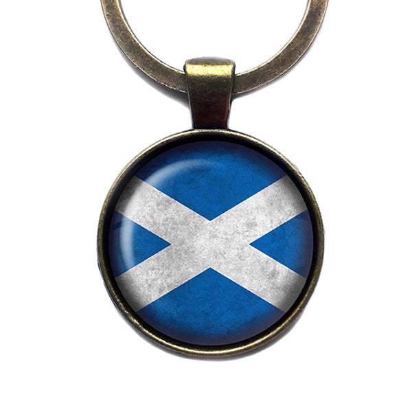 Scotland Scottish Flag Antique Bronze Keychain