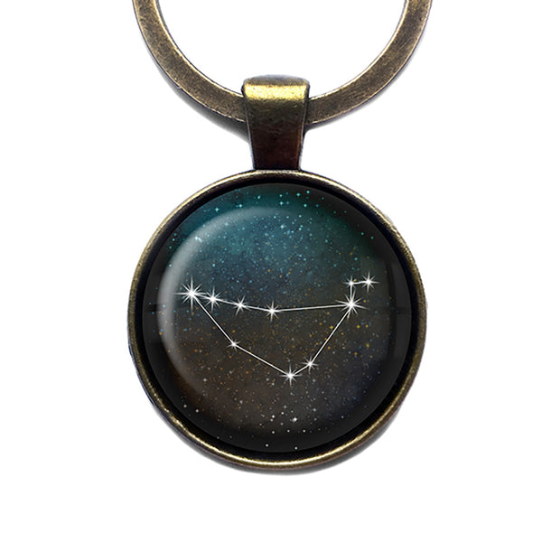 Zodiac Symbol Astrology Capricorn Star Constellation Antique Bronze Keychain