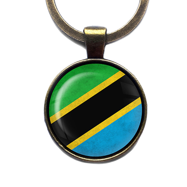 United Republic of Tanzania Flag Antique Bronze Keychain