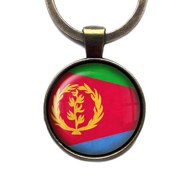 State of Eritrea Flag Antique Bronze Keychain