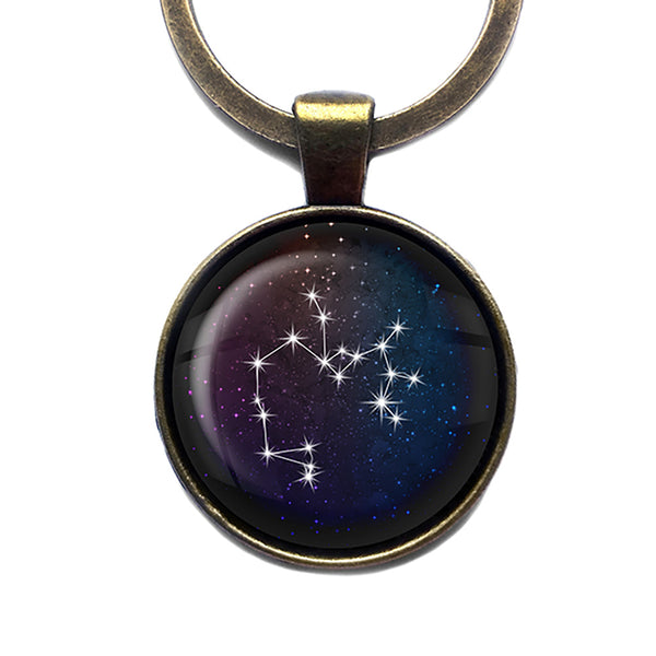 Zodiac Symbol Astrology Sagittarius Star Constellation Antique Bronze Keychain