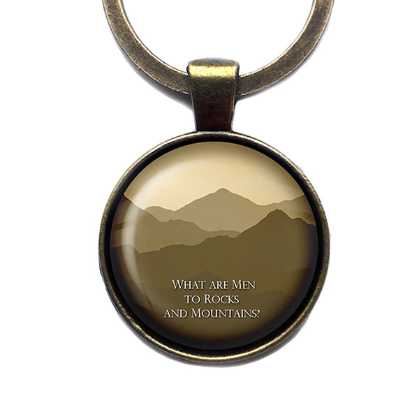 Jane Austen What are Men to Rocks and Mountains from Pride and Prejudice Antique Bronze Keychain