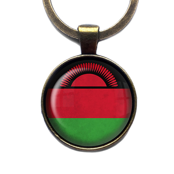 Republic of Malawi Malawian Flag Antique Bronze Keychain