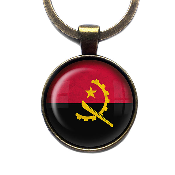 Republic of Angola Angolan Flag Antique Bronze Keychain