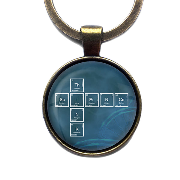 Periodic Table Elements Think Science Geek Antique Bronze Keychain