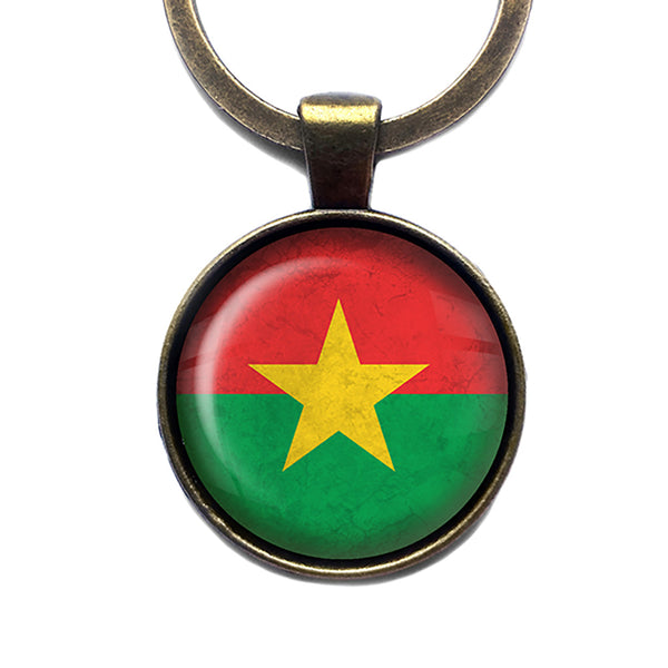 Republic of Burkina Faso Burkinese Flag Antique Bronze Keychain