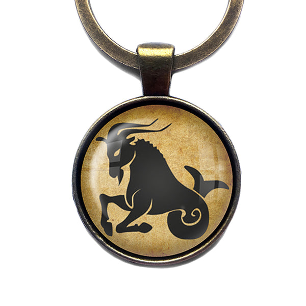 Zodiac Symbol Astrology Capricorn Bronze Keychain