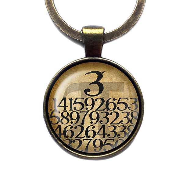 Math Mathematical Pi 3.14159 Antique Bronze Keychain