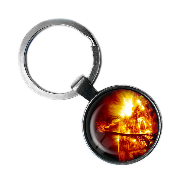 NASA Photograph The Sun Antique Silver Keychain