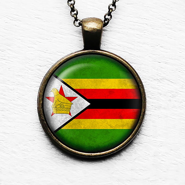 Zimbabwe Zimbabwean Flag Pendant & Necklace