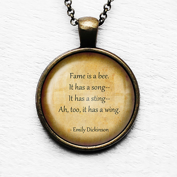 Emily Dickinson Fame is a Bee Song Sting Wing Pendant & Necklace