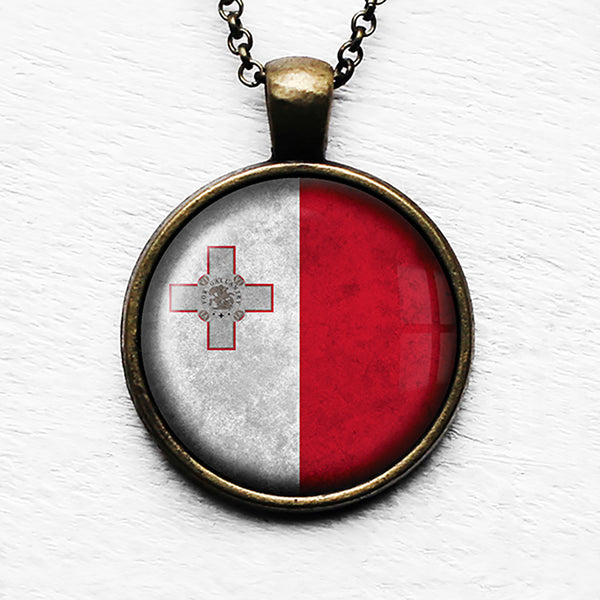 Malta Maltese Flag Pendant & Necklace