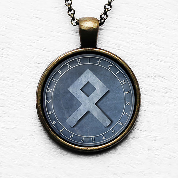 Viking Runes Elder Futhark Rune Circle O Othala Ancestral Pendant & Necklace