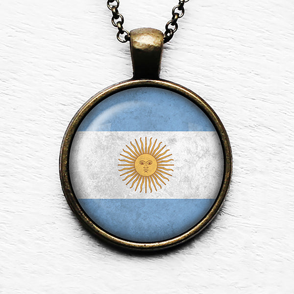 Argentina Argentinian Flag Pendant & Necklace