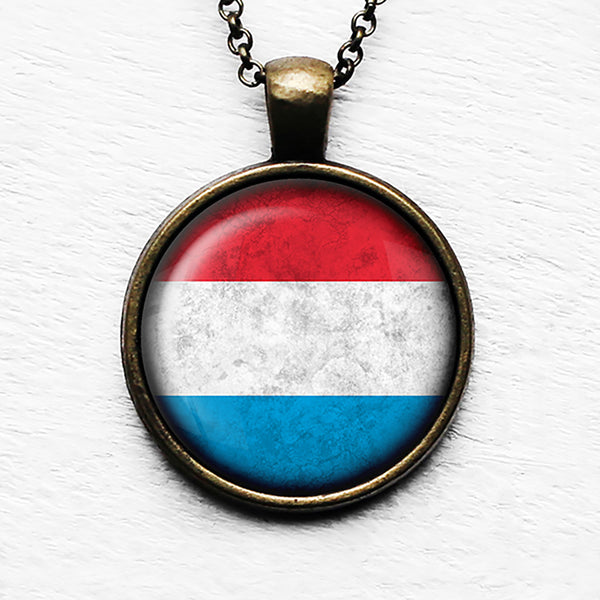 Luxembourg Lëtzebuerg Flag Pendant & Necklace