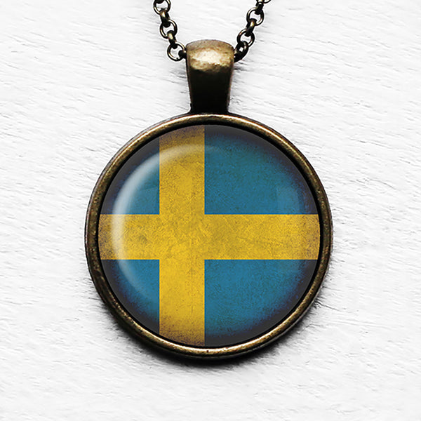 Sweden Swedish Flag Pendant & Necklace