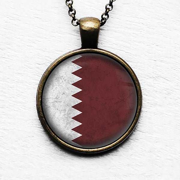 Qatar Qatari Flag Pendant & Necklace