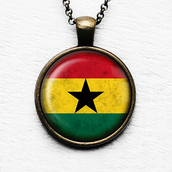 African Nation Ghana Flag Pendant & Necklace