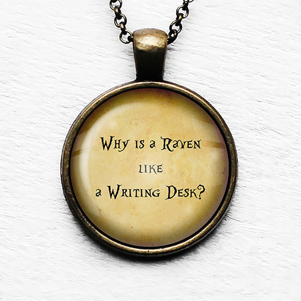 Alice in Wonderland Raven Writing Desk Pendant & Necklace