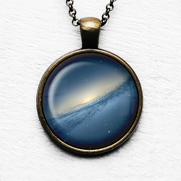 NASA Photograph Blue Galaxy Pendant & Necklace