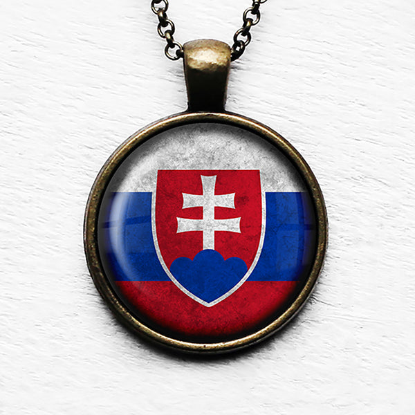 Slovakia Slovakian Flag Pendant & Necklace