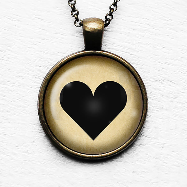 Black Love Heart Mothers Valentines Pendant & Necklace